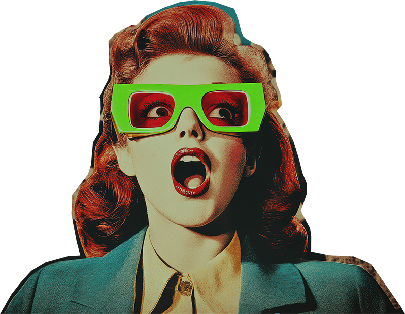 vintage woman with 3d glasses